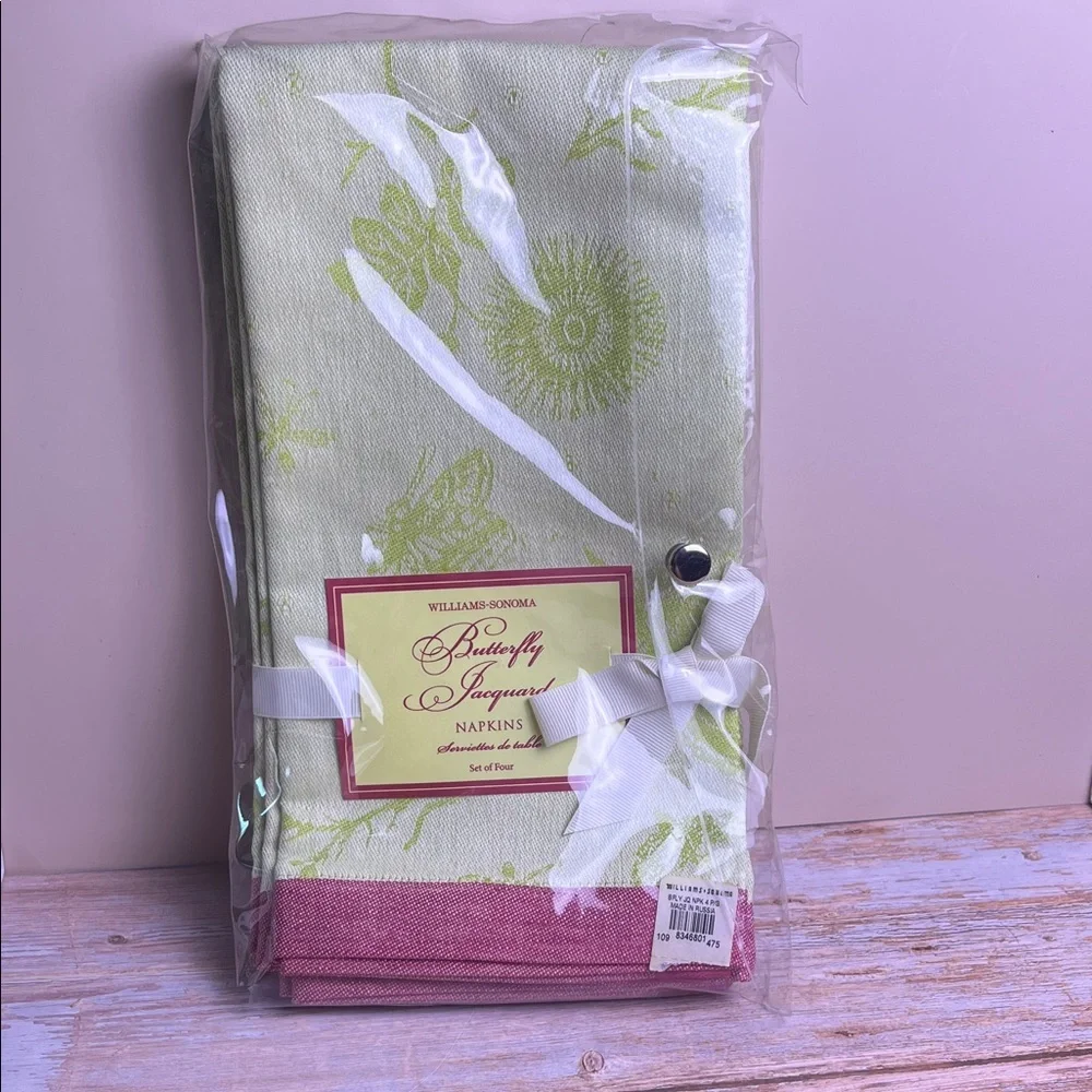 Vintage William Sonoma Butterfly Jacquard Napkins NEW Rare